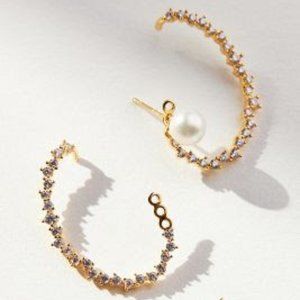 Anthropologie Pearl-Embellished Sparkle Cuff Earrings
